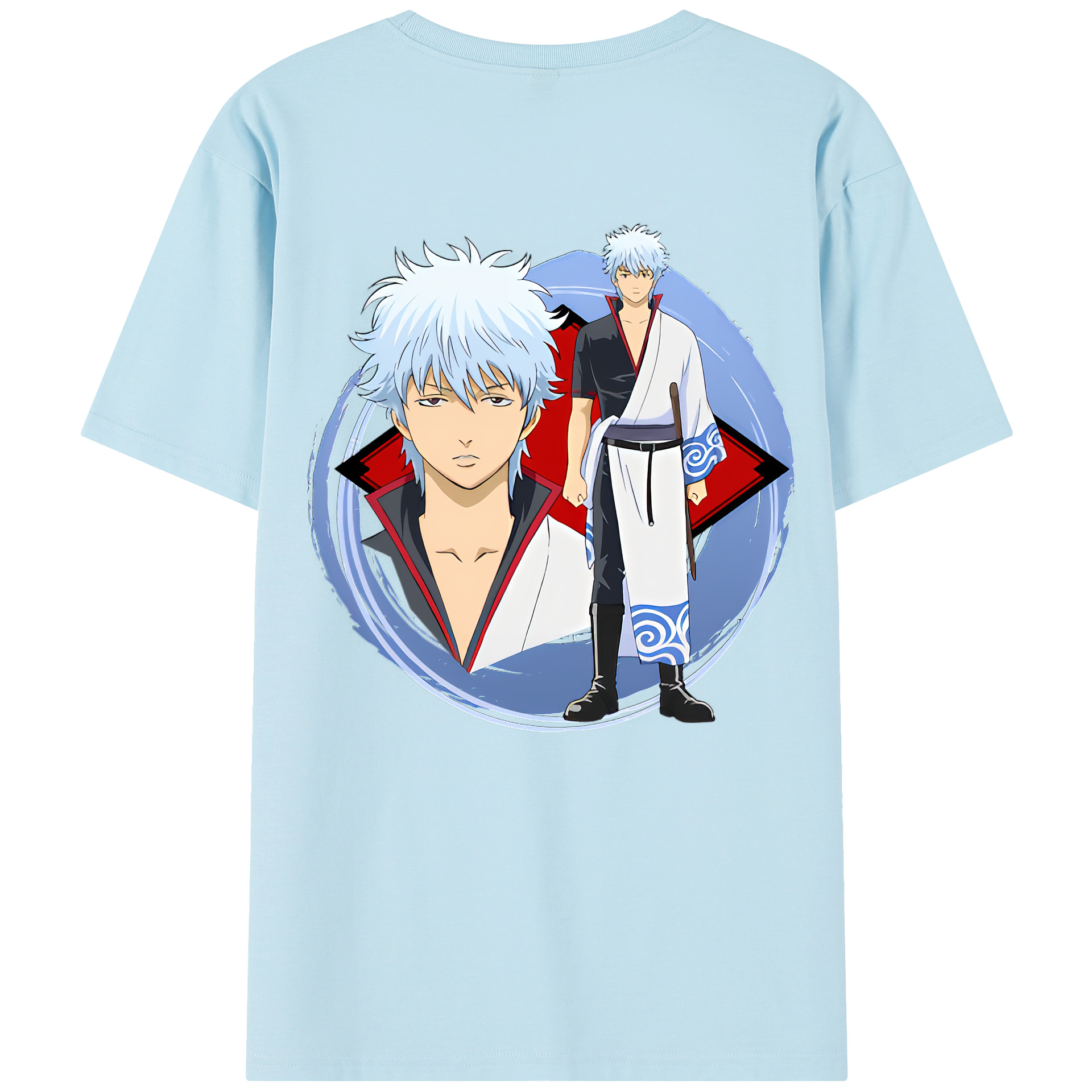 （画像用） ぎんたま 坂田銀時（さかたぎんとき） 神楽 志村新八（しむら しんぱち） GINTAMA Sakata Gintoki Kagura Shimura Shinpachi 綿100％半袖Tシャツ（背面プリント）